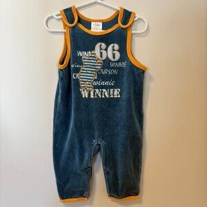 Winnie the Pooh Overalls Romper Blue Velvety 6-9 months Blue / Orange